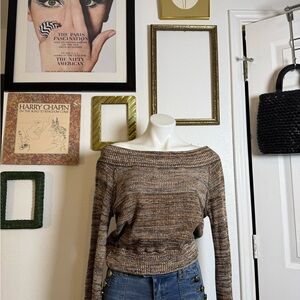 Free People Off-the-Shoulder Sweater in Brown